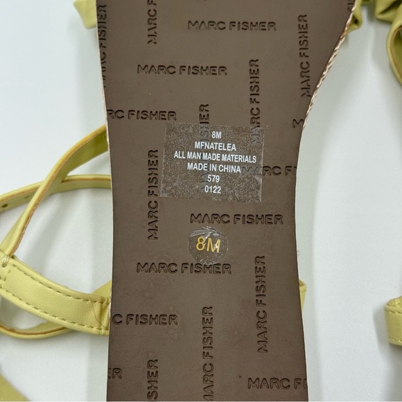 NWOT Marc Fisher Natelea Yellow Strappy Sandals Woven Sole Women’s Size 8 Summer - Picture 6 of 10